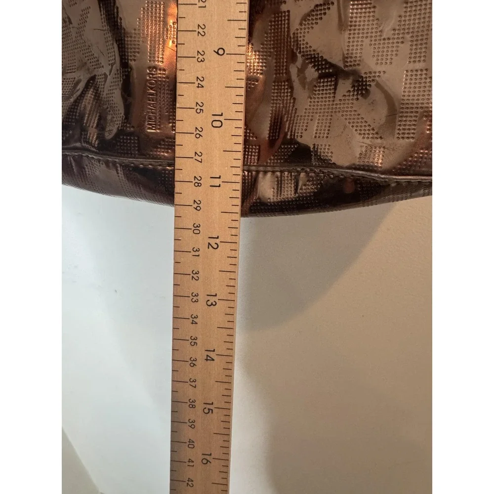 Michael Kors Tote Bag Womens Medium Brown PVC Leather Monogram Shoulder Purse‎